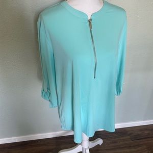 Company by Ellen Tracy blouse in a sky teal color. very spring!